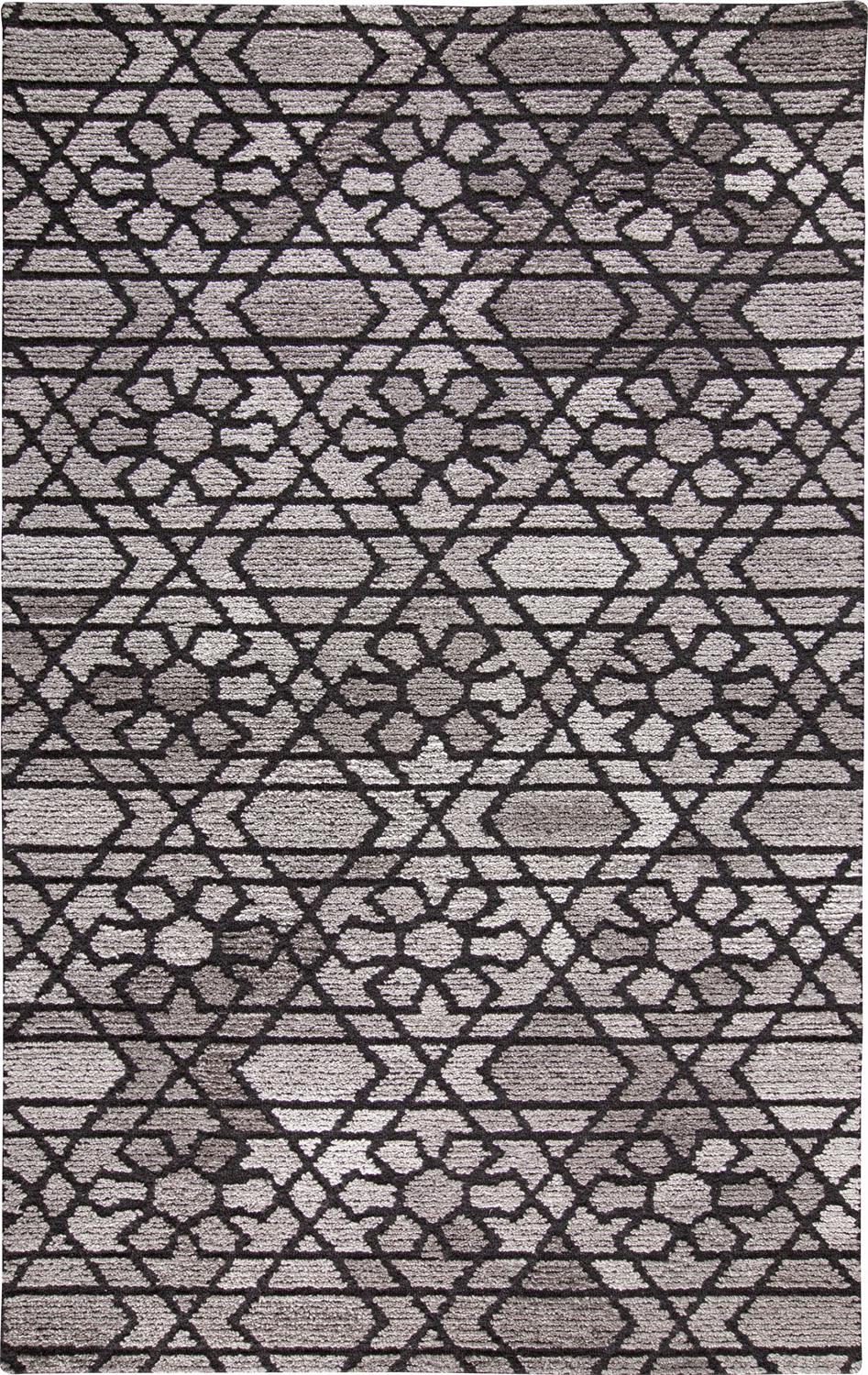 Asher Geometric Floral Wool Rug, Vapor Gray/Black, 2ft x 3ft Accent Rug
