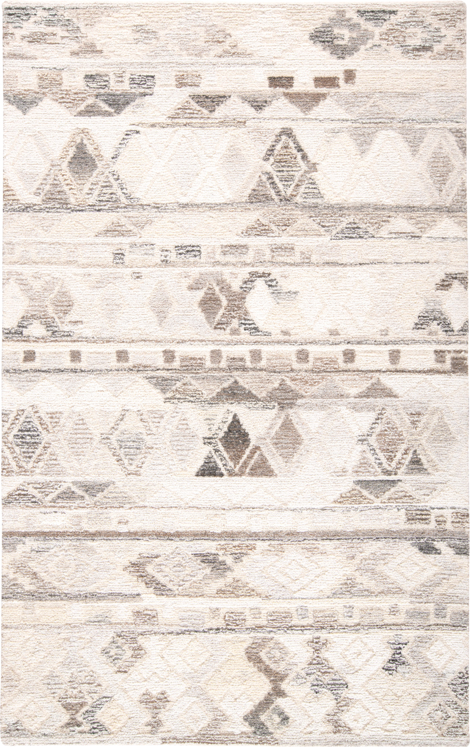 Asher Gradient Distressed Diamond Wool Rug, Ivory/Brown, 2ft x 3ft Accent Rug