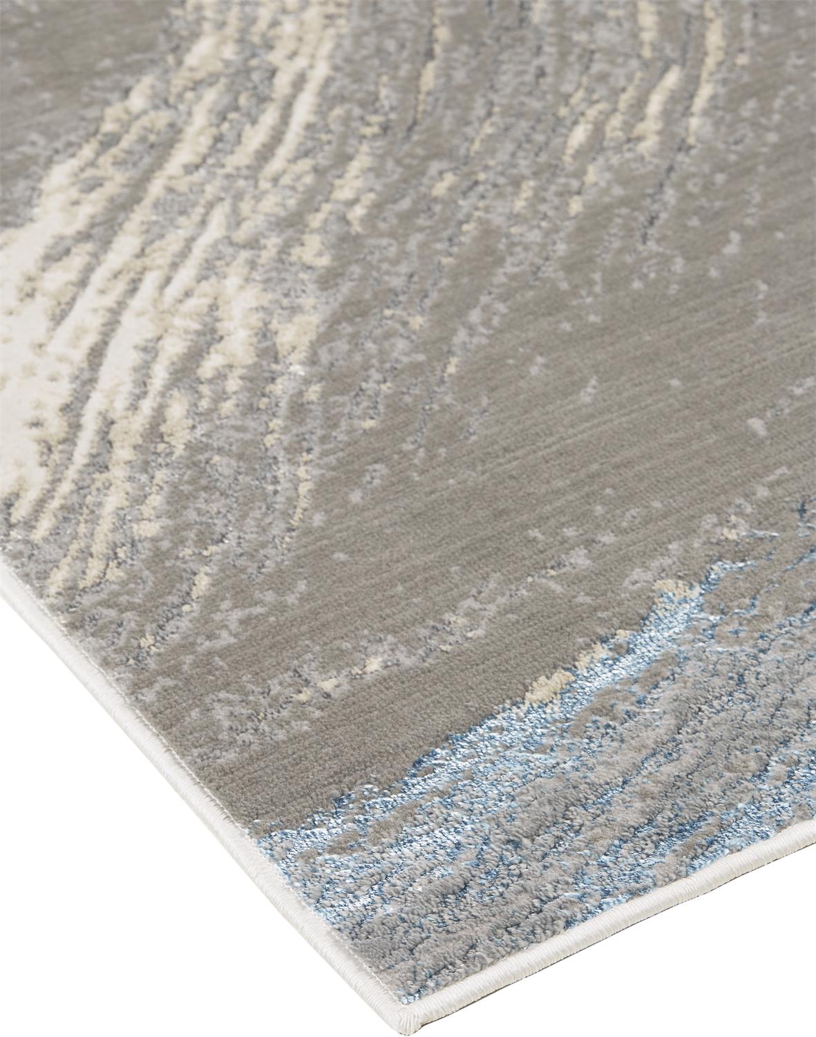 Azure Modern Metallic Brush Stroke Rug