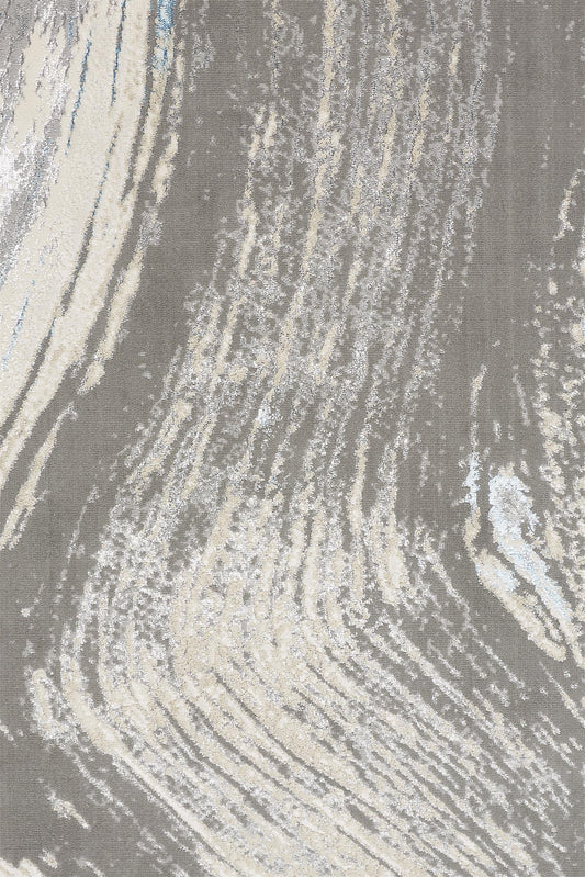 Azure Modern Metallic Brush Stroke Area Rug