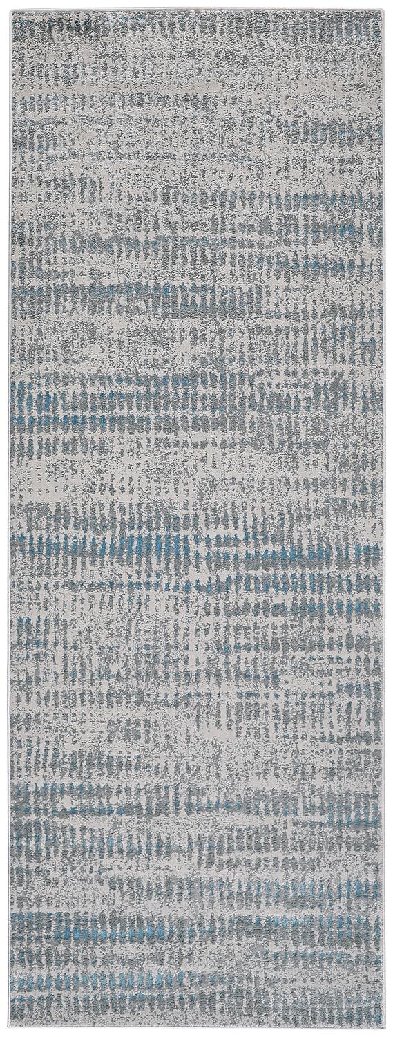 Azure Modern Metallic Distressed Runner, Teal/Gray, 2ft-10in x 7ft-10in