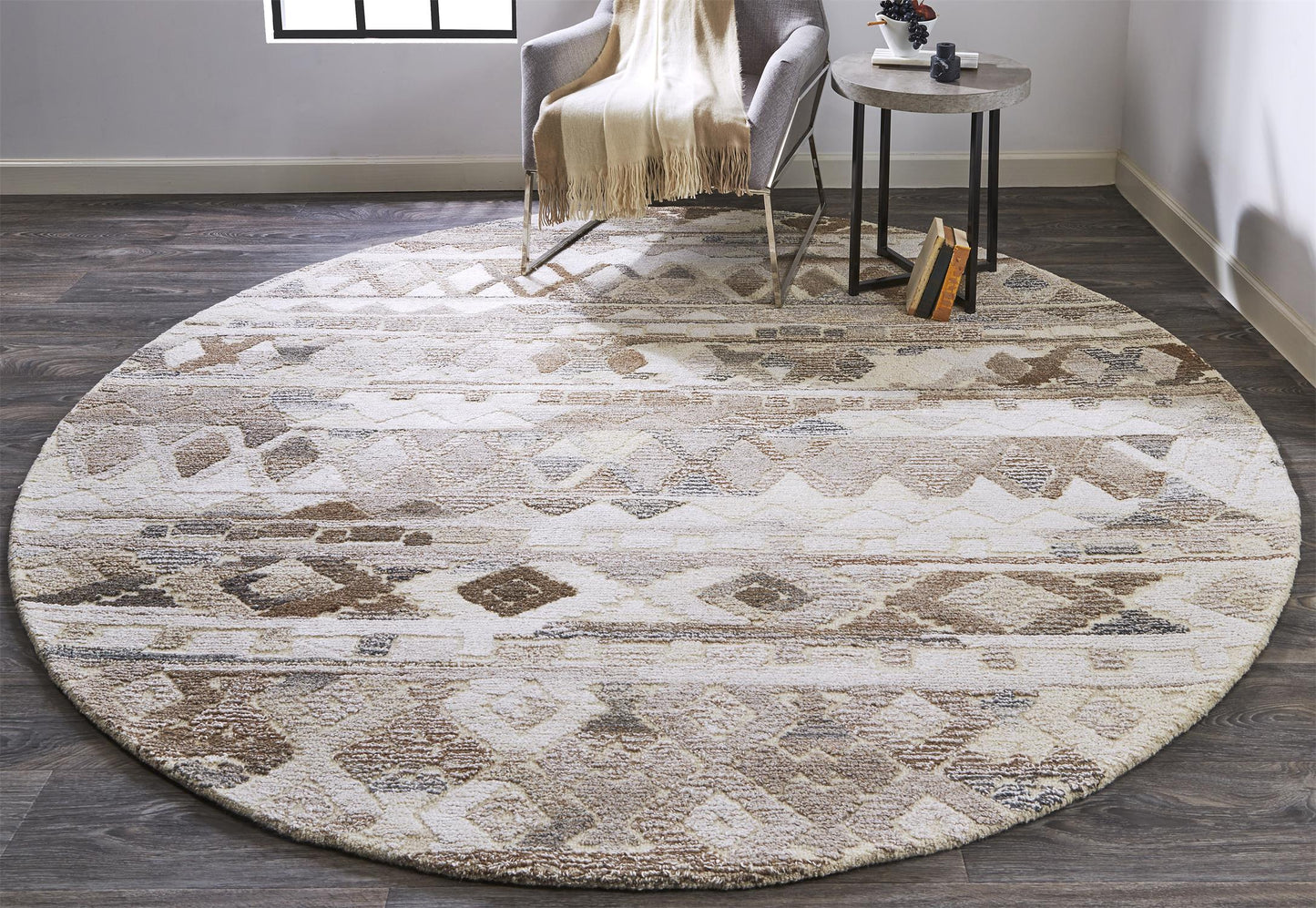 Asher Gradient Distressed Diamond Wool Rug