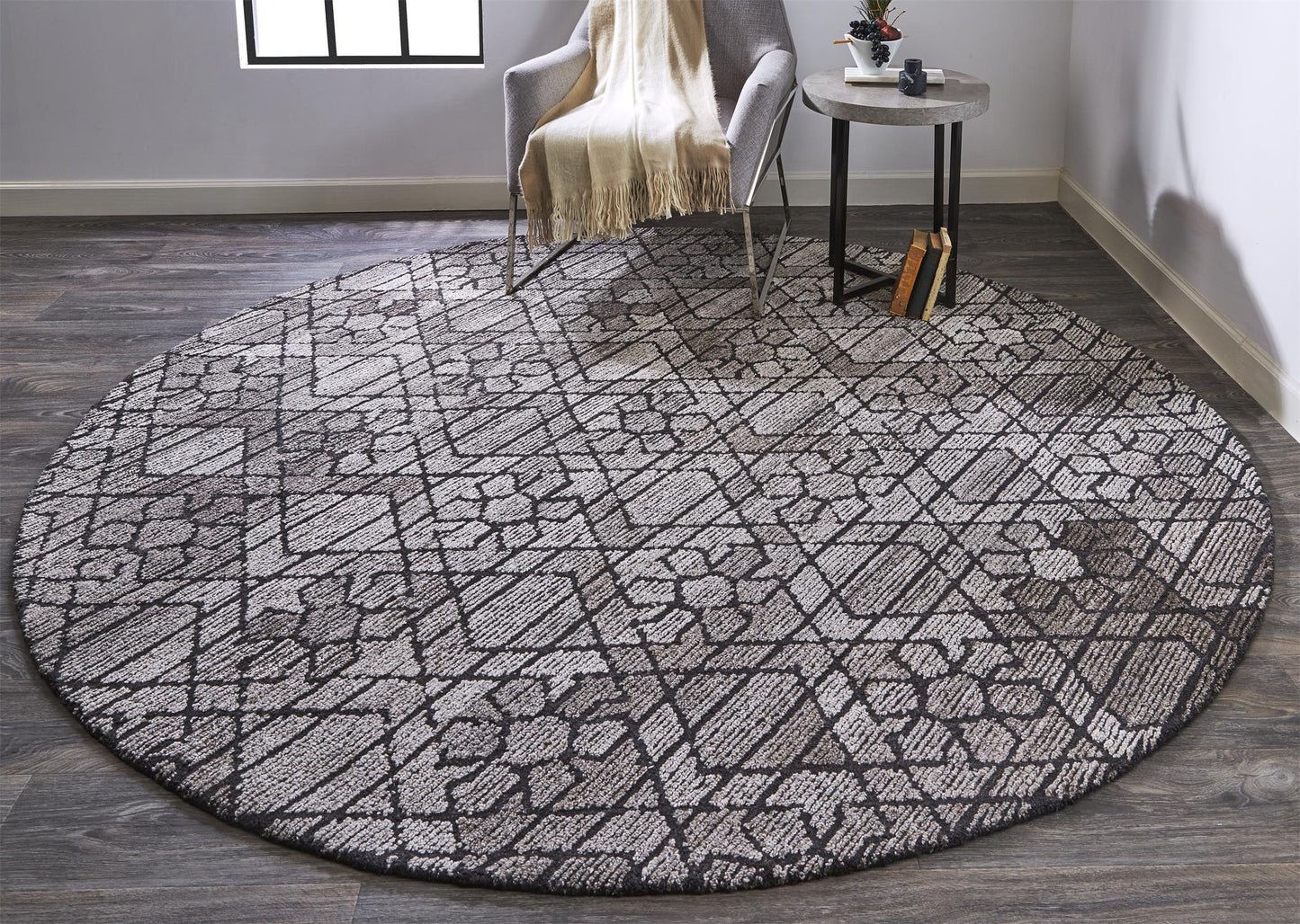 Asher Geometric Floral Wool Rug
