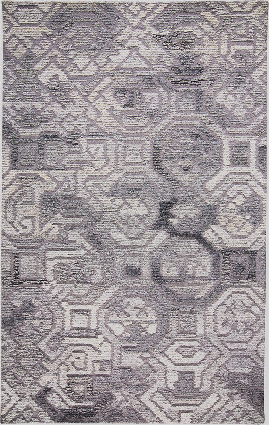 Asher Lustrous Geometric Wool Rug, Light/Dark Gray, 2ft x 3ft Accent Rug