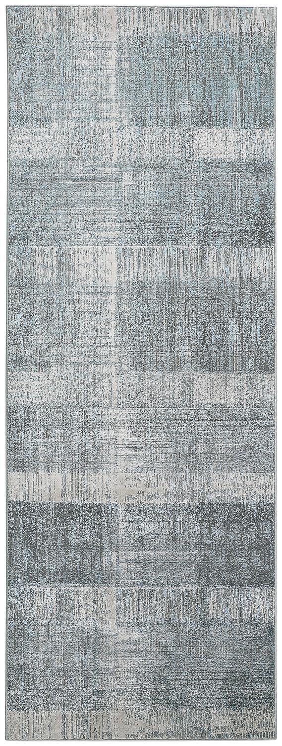 Azure Modern Metallic Striated Rug, Gray/Beige/Teal, 2ft-10in x 7ft-10in, Runner