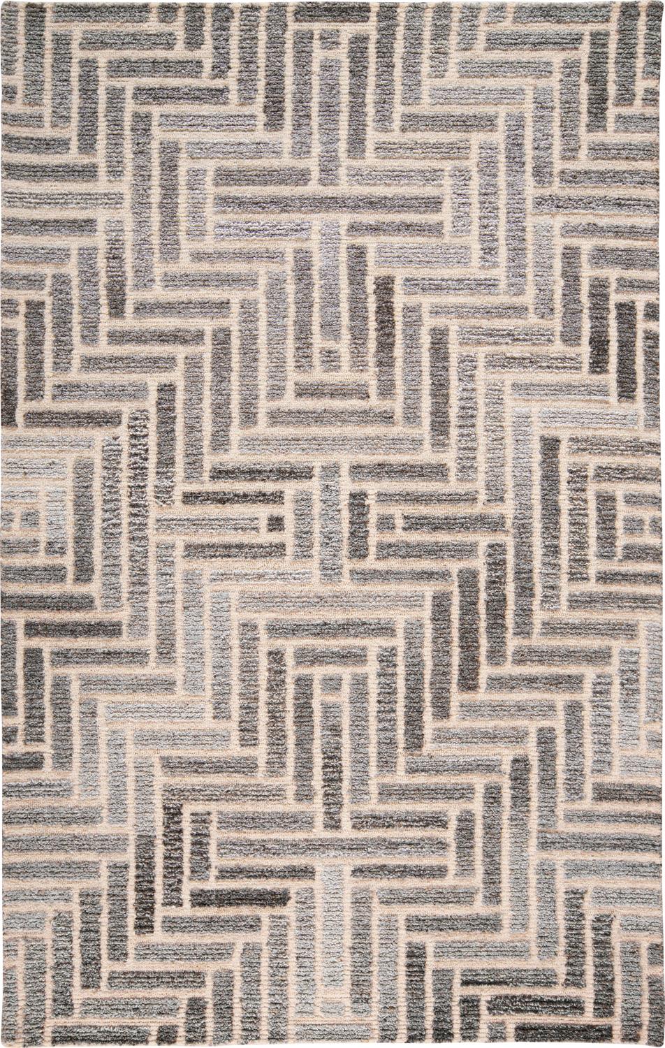 Asher Diamond Medallion Wool Rug, Warm Gray/Ivory Cream, 2ft x 3ft Accent Rug