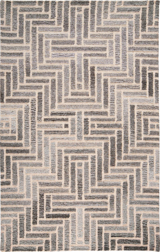 Asher Diamond Medallion Wool Rug, Warm Gray/Ivory Cream, 2ft x 3ft Accent Rug