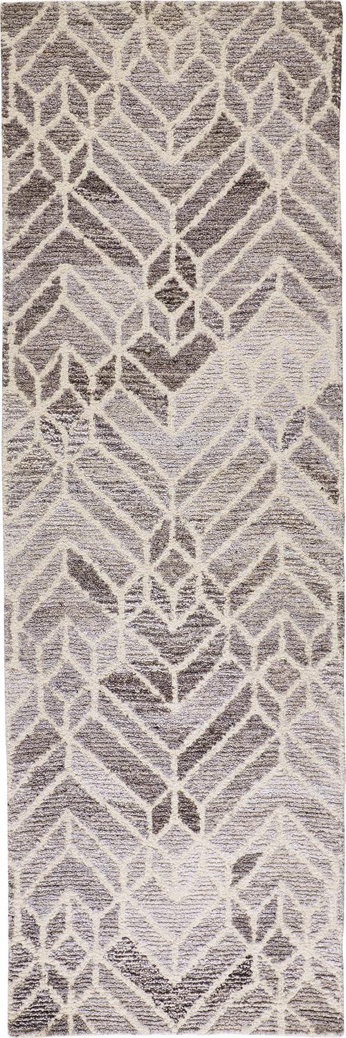 Asher Geometric Tufted Wool Rug, Opal Gray/Warm Gray, 2ft - 6in x 8ft, Runner