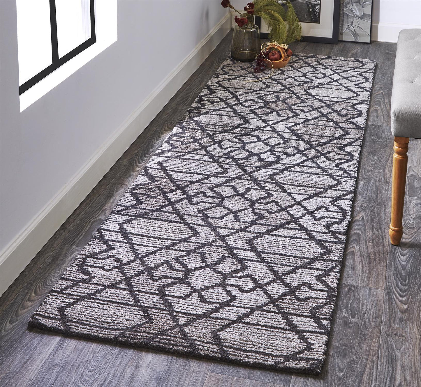 Asher Geometric Floral Wool Rug