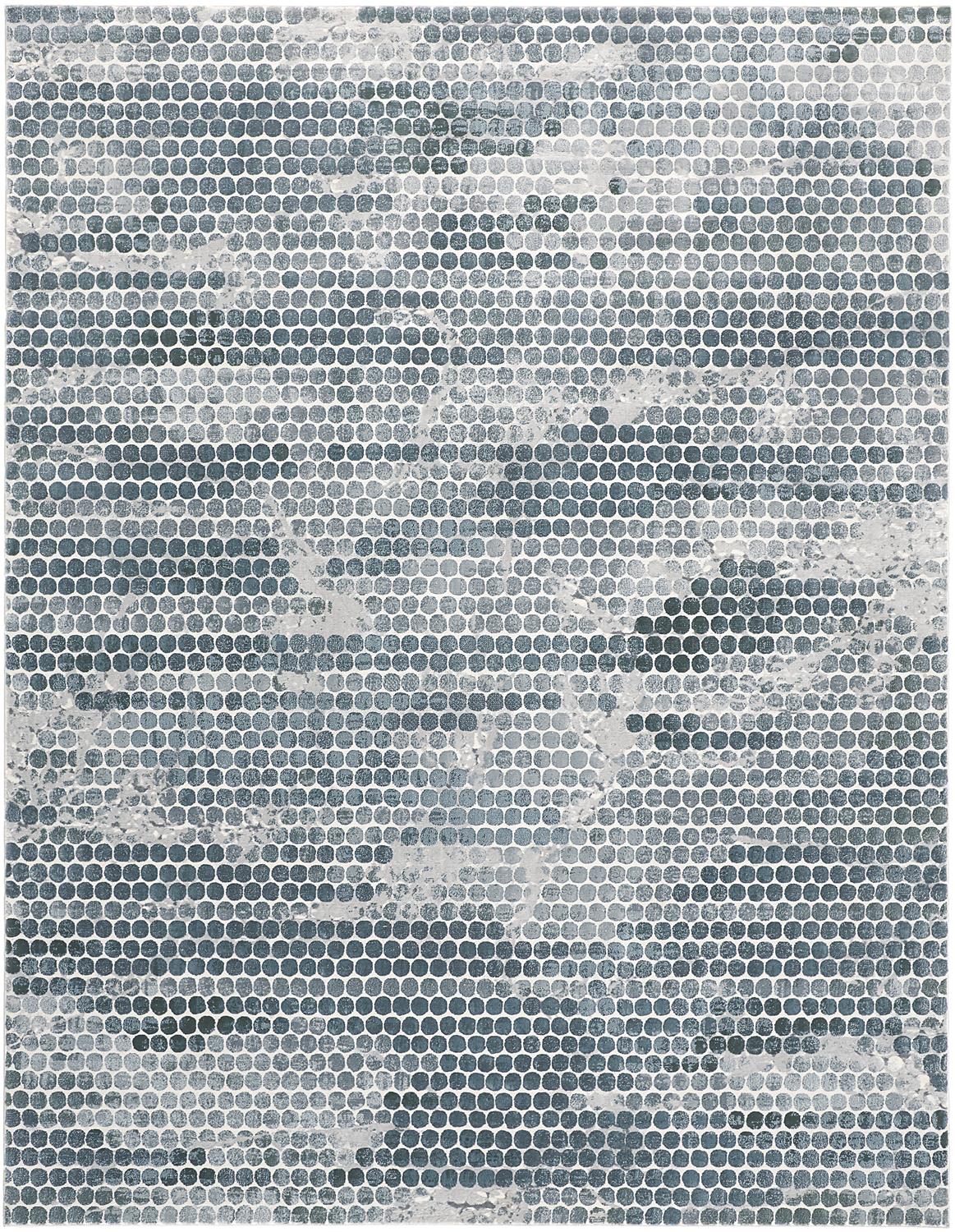 Atwell Contemporary Abstract Dot Area Rug, Teal/Silver Gray, 5ft-3in x 7ft-6in