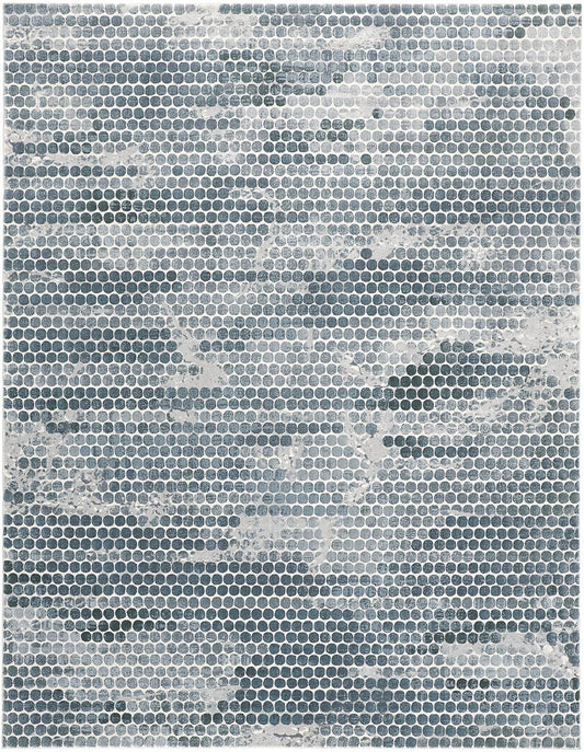 Atwell Contemporary Abstract Dot Area Rug, Teal/Silver Gray, 5ft-3in x 7ft-6in