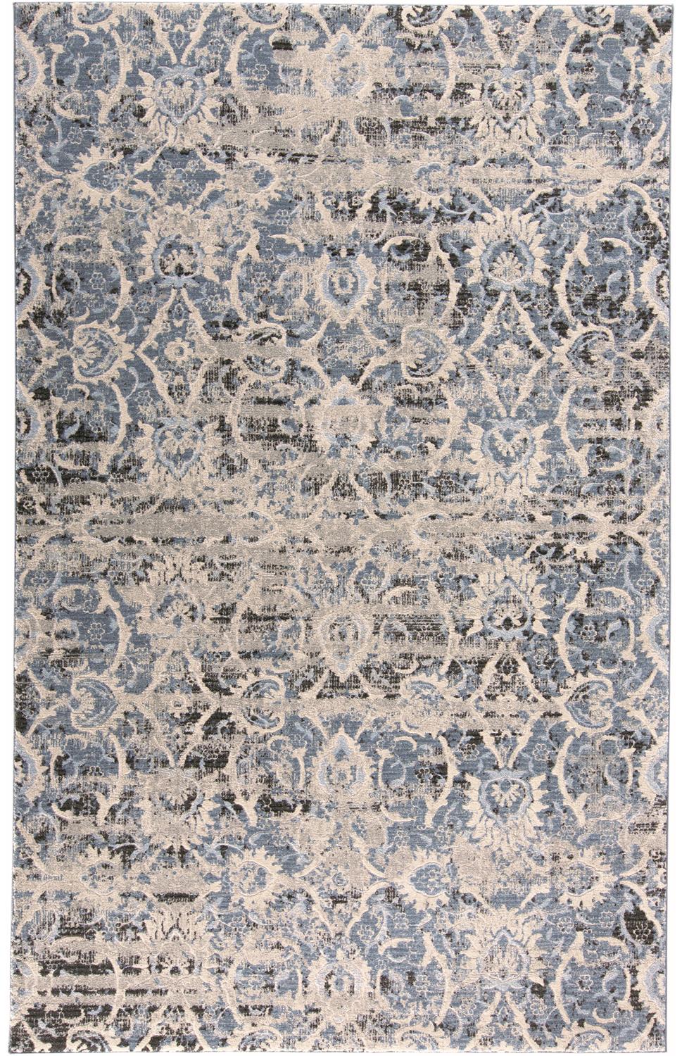 Ainsley Diamond Floral Accent Rug, Glacier Blue/Ivory/Gray, 4ft-3in x 6ft-3in