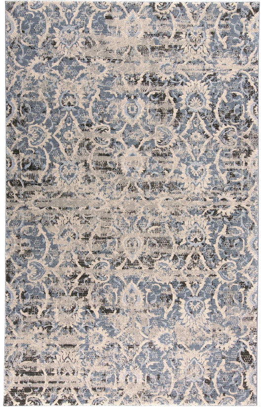 Ainsley Diamond Floral Accent Rug, Glacier Blue/Ivory/Gray, 4ft-3in x 6ft-3in