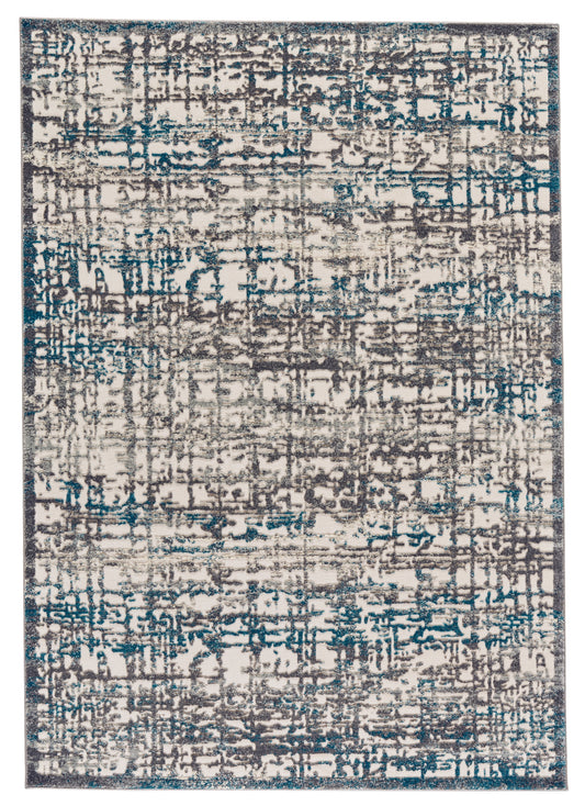 Akhari Textured Abstract Rug, Steel Gray/Deep Teal Blue, 5ft x 8ft Area Rug