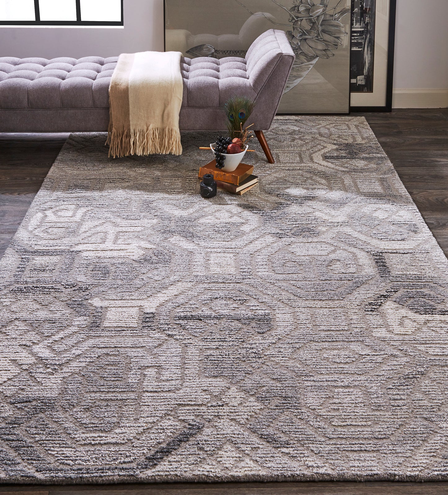 Asher Lustrous Geometric Wool Rug