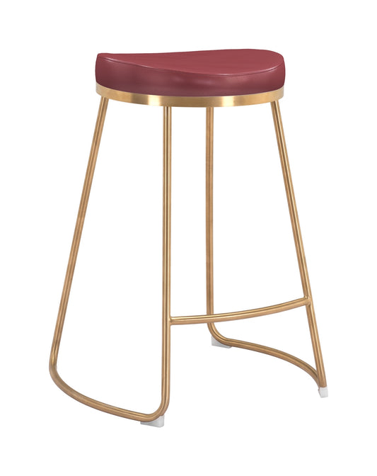 Bree Counter Stool (Set of 2) Burgundy & Gold