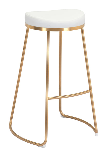 Bree Barstool (Set of 2) White & Gold