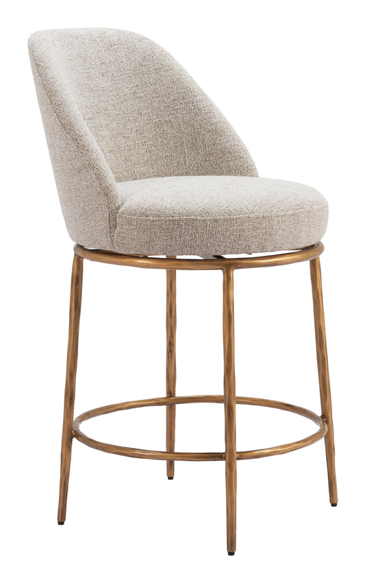 Nordhavn Swivel Counter Stool Beige & Gold