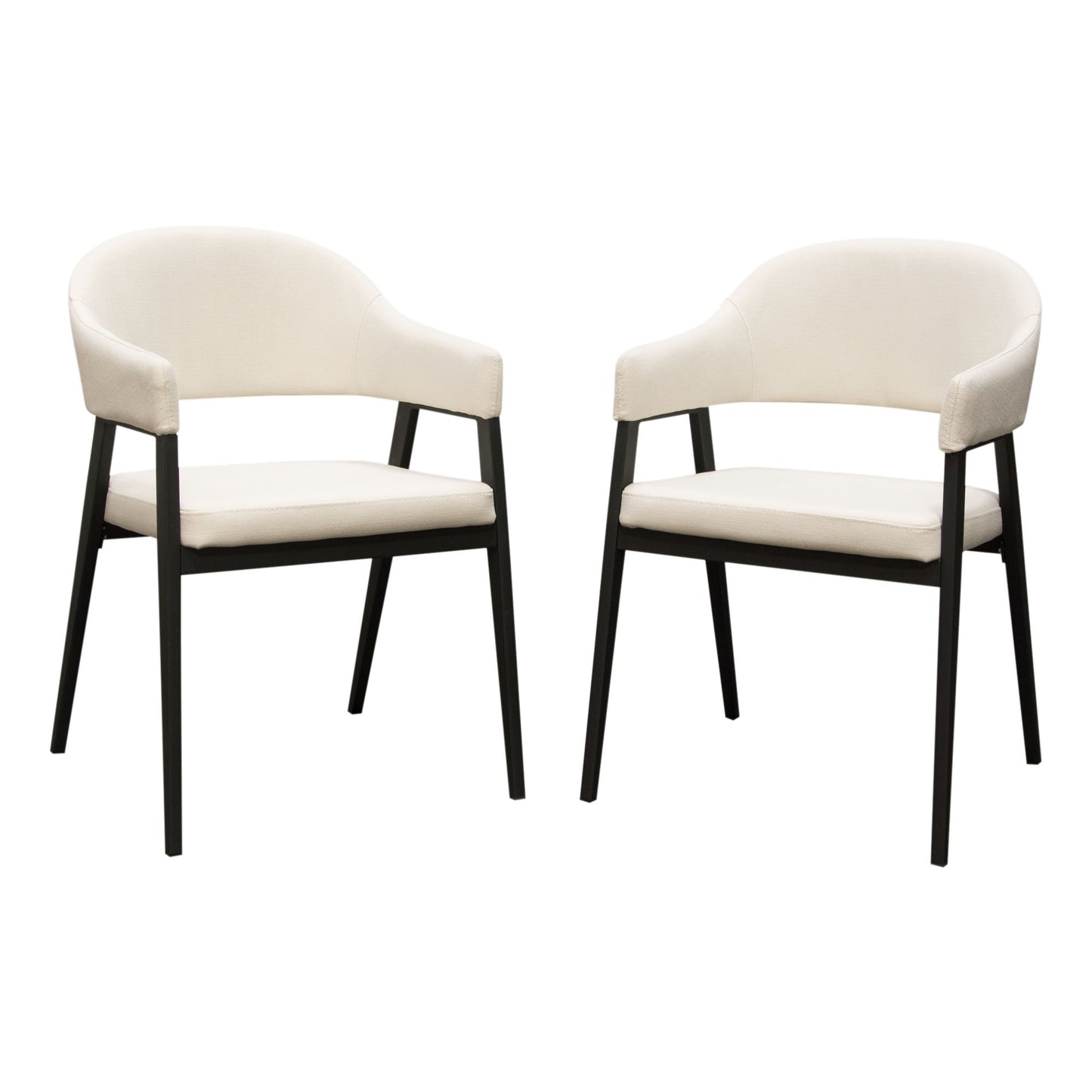 Adele Set of Two Dining/Accent Chairs in Cream Fabric w/ Black Powder Coated Metal Frame by Diamond Sofa
