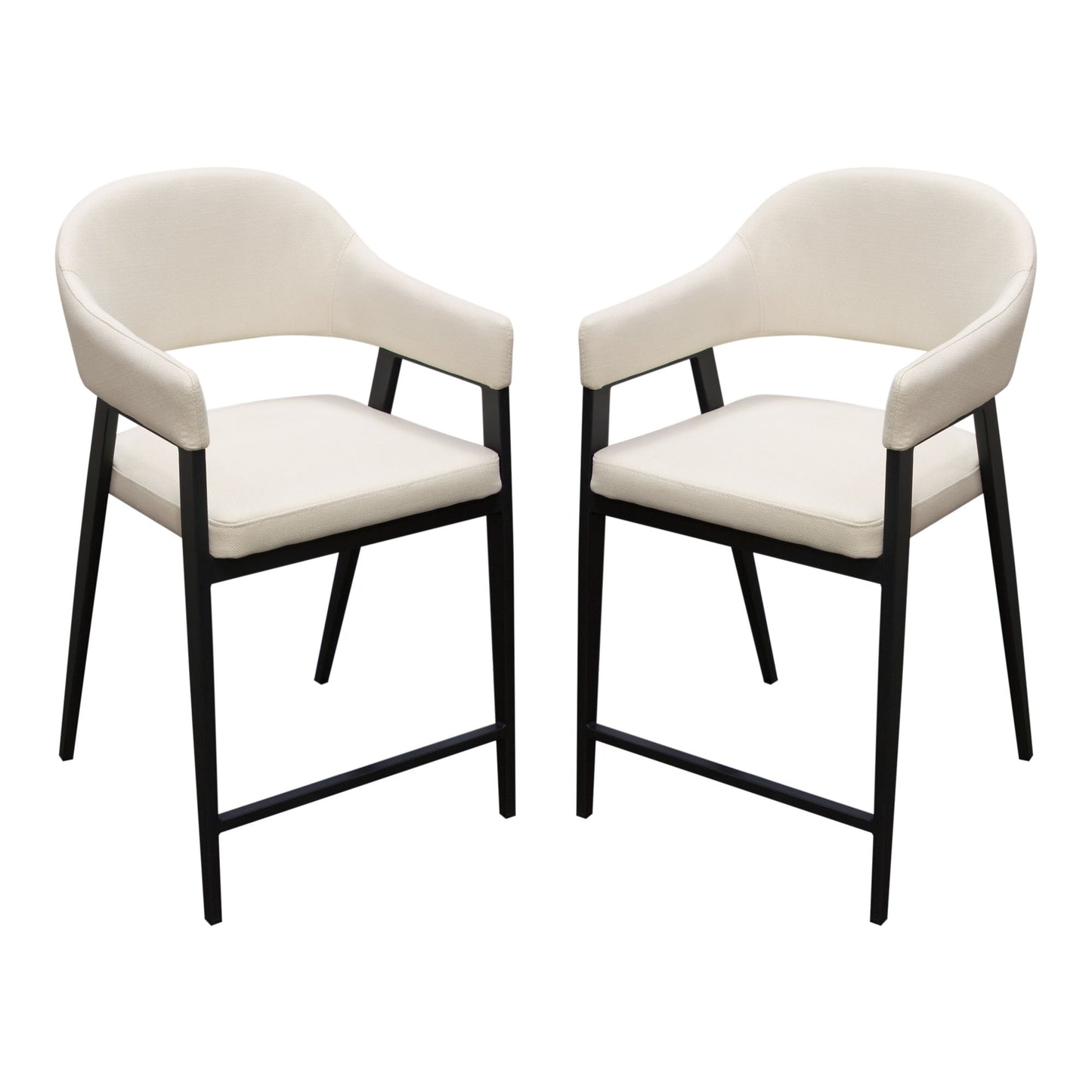 Adele Set of Two Counter Height Chairs in Cream Fabric w/ Black Powder Coated Metal Frame by Diamond Sofa