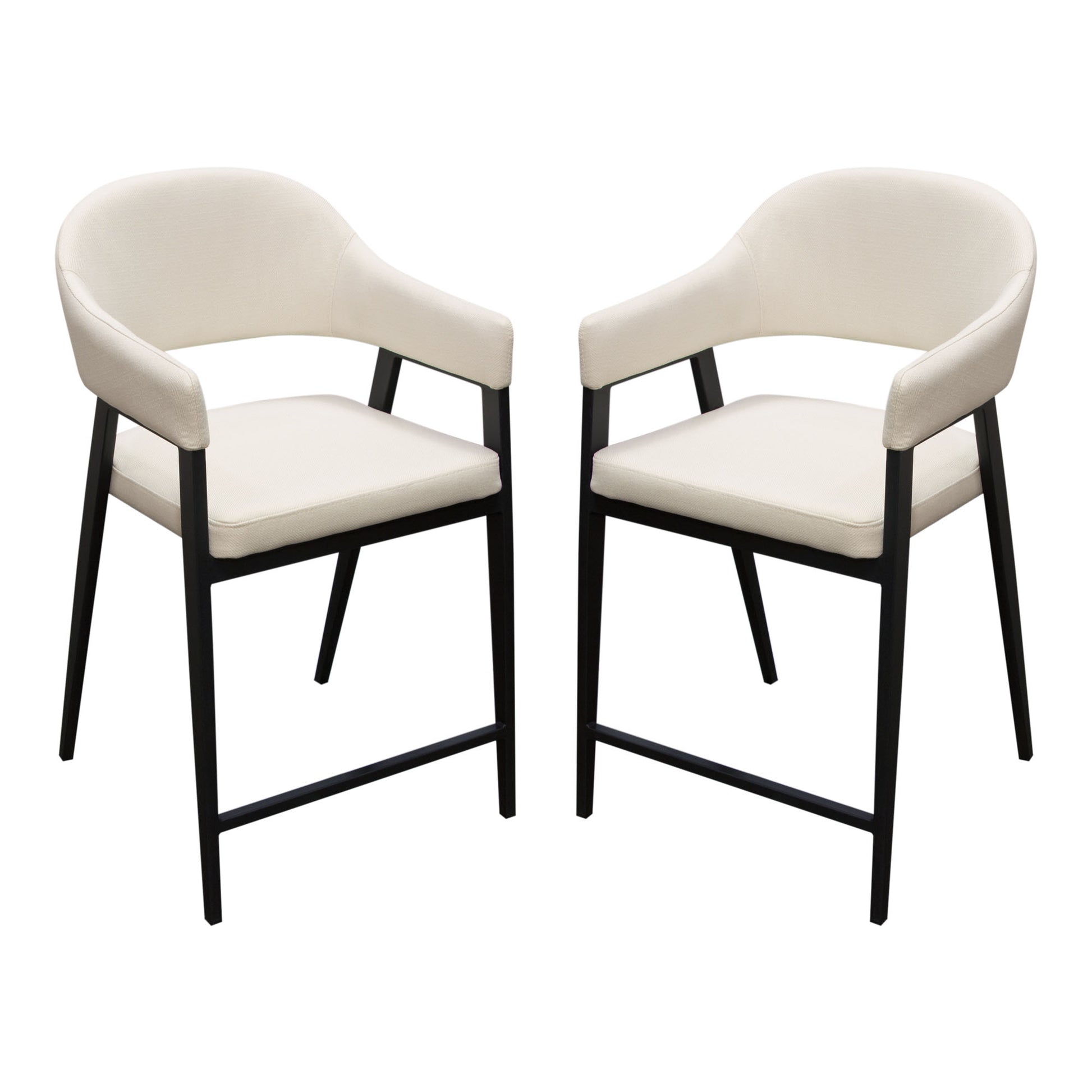 Adele Set of Two Counter Height Chairs in Cream Fabric w/ Black Powder Coated Metal Frame by Diamond Sofa