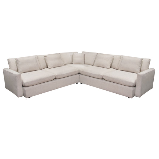 Arcadia 3PC Corner Sectional w/ Feather Down Seating in Cream Fabric by Diamond Sofa