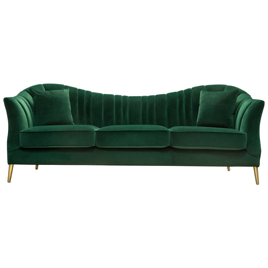 Ava Sofa in Emerald Green Velvet w/ Gold Leg by Diamond Sofa