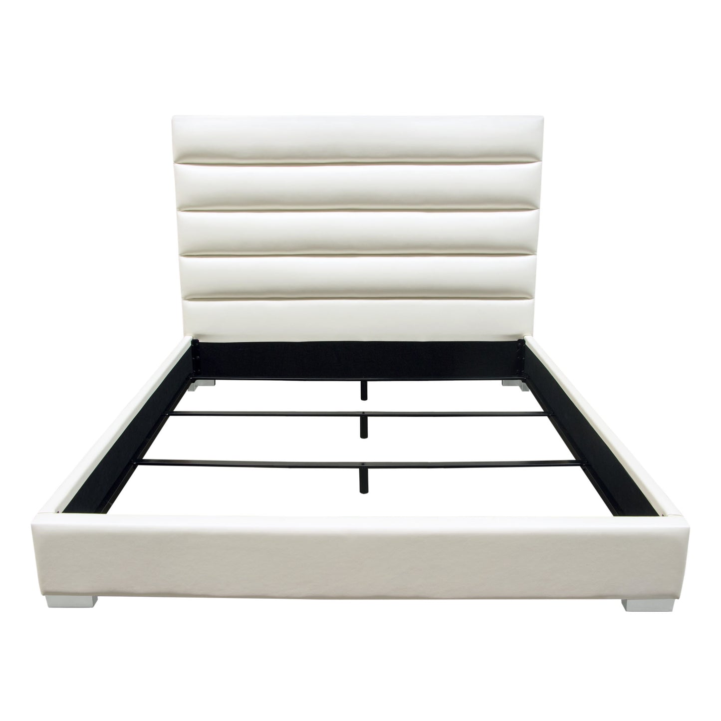 Bardot Channel Tufted Queen Bed in White Leatherette by Diamond Sofa