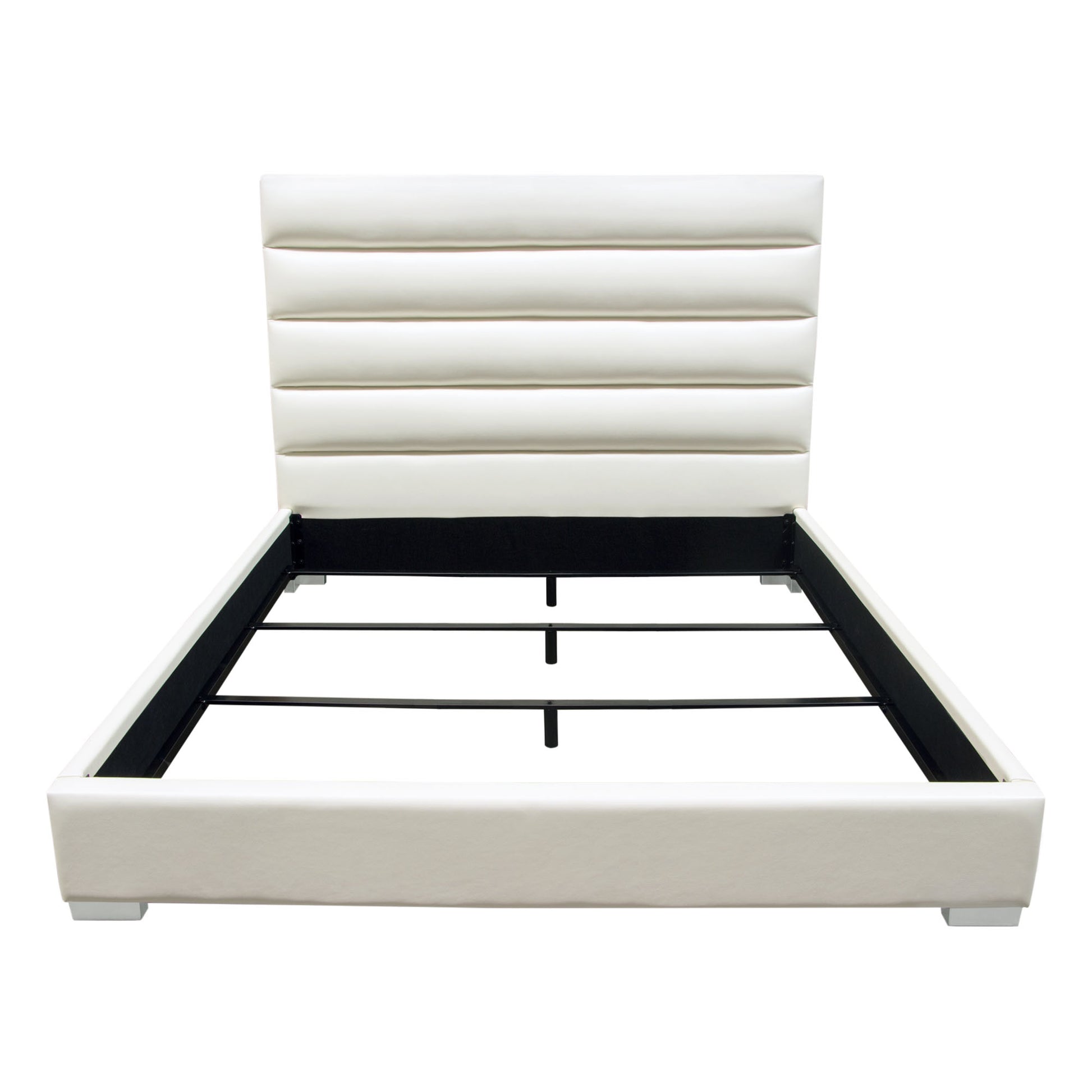 Bardot Channel Tufted Queen Bed in White Leatherette by Diamond Sofa