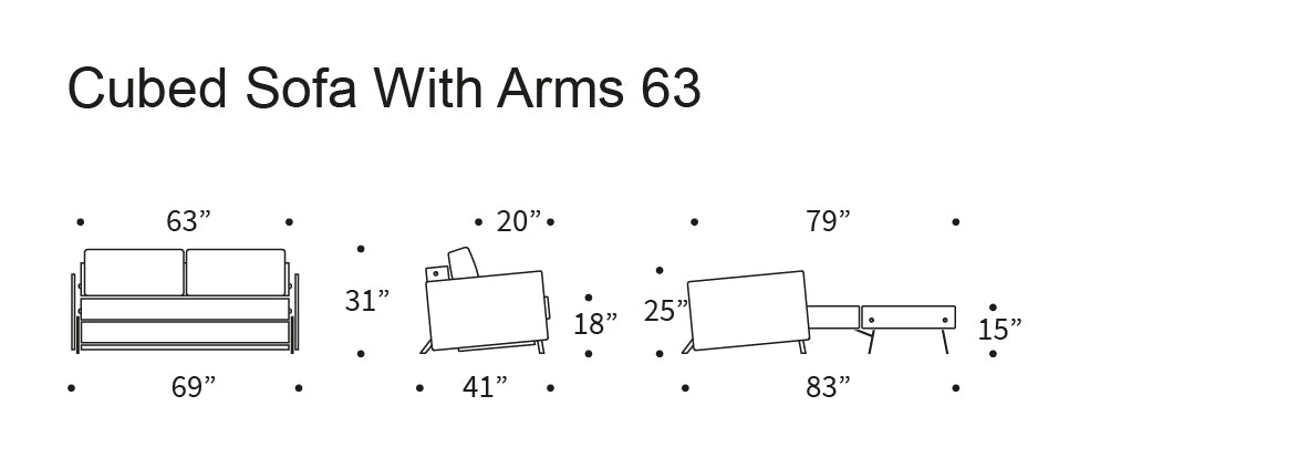 Cubed 02 Sofa w/Arms - Queen