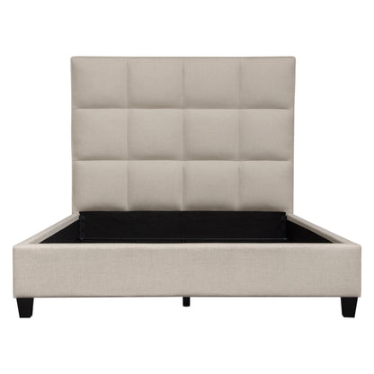 Devon Grid Tufted Queen Bed in Sand Fabric by Diamond Sofa