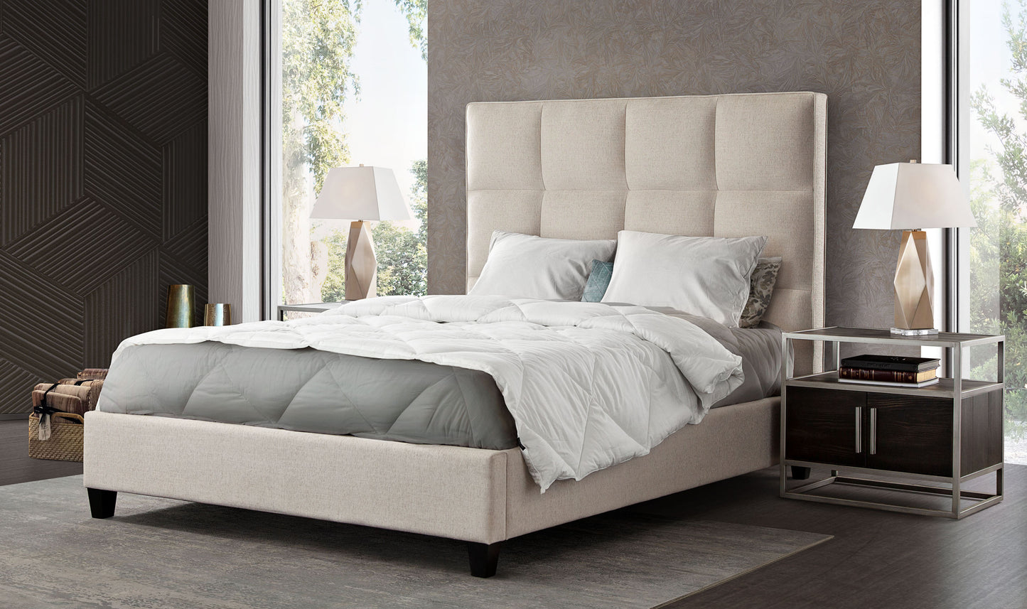 Devon Grid Tufted Queen Bed