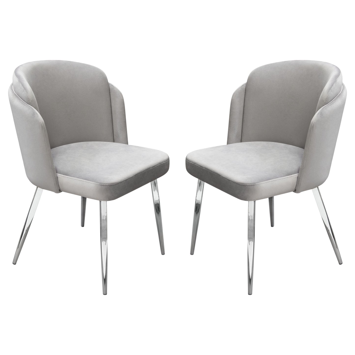 Grace Set of (2) Dining Chairs in Grey Velvet w/ Chrome Legs by Diamond Sofa