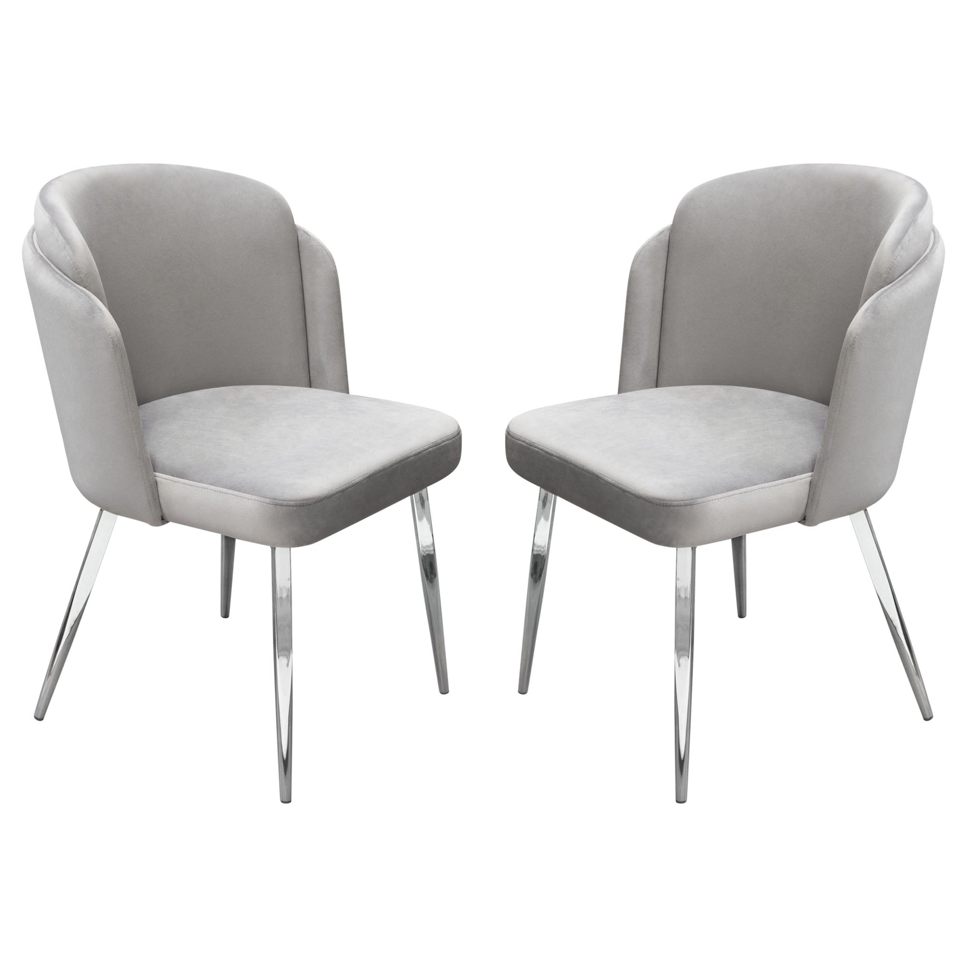 Grace Set of (2) Dining Chairs in Grey Velvet w/ Chrome Legs by Diamond Sofa