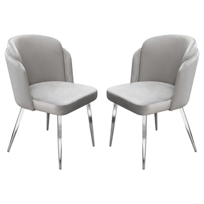 Grace Set of (2) Dining Chairs in Grey Velvet w/ Chrome Legs by Diamond Sofa