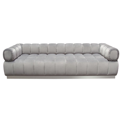 Image Low Profile Sofa in Platinum Grey Velvet w/ Brushed Silver Base by Diamond Sofa