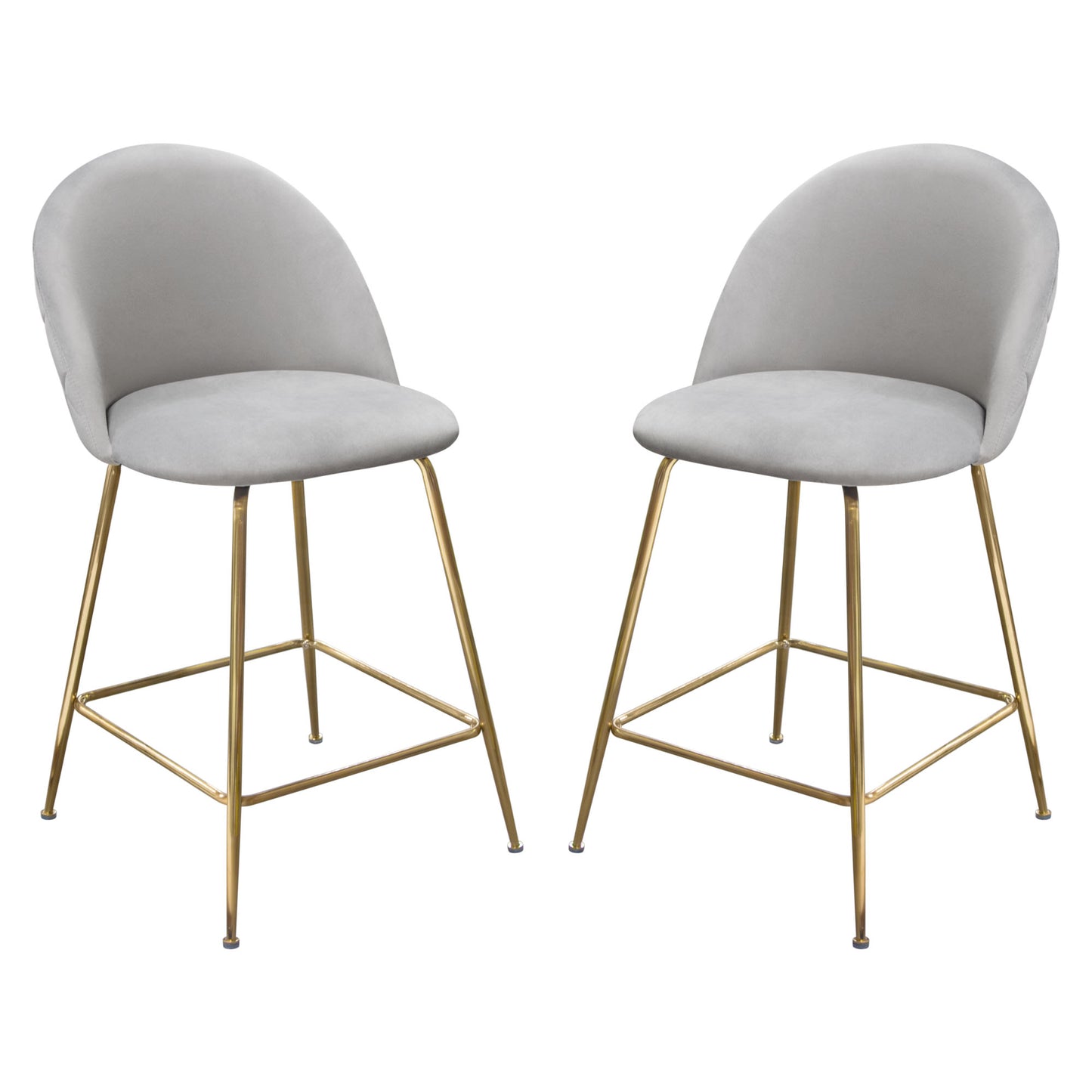 Lilly Set of (2) Counter Height Chairs in Grey Velvet w/ Brushed Gold Metal Legs by Diamond Sofa