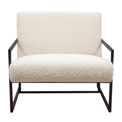 Luxe Accent Chair in Bone Boucle Textured Fabric with Black Powder Coat Frame by Diamond Sofa