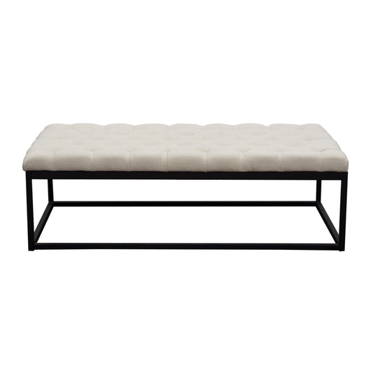 Mateo Black Powder Coat Metal Large Linen Tufted Bench by Diamond Sofa - Desert Sand Linen