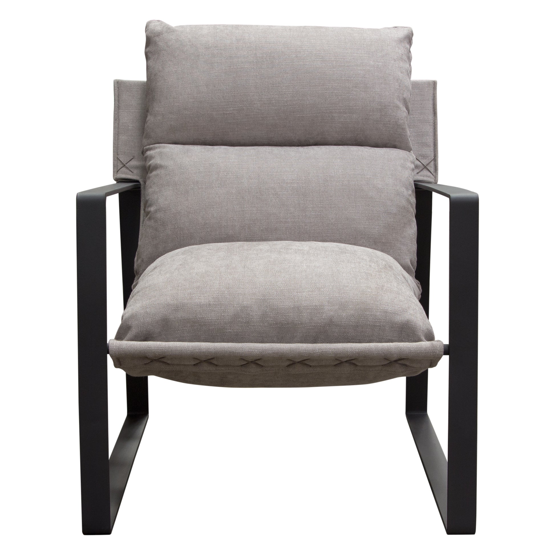 Miller Sling Accent Chair in Grey Fabric w/ Black Powder Coated Metal Frame by Diamond Sofa