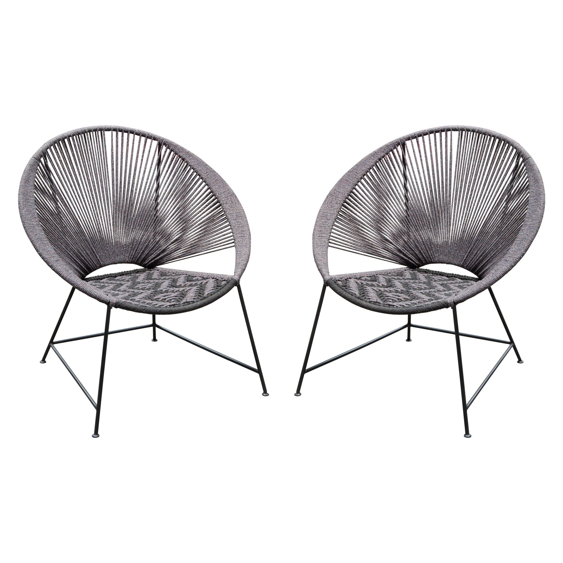 Pablo 2-Pack Accent Chairs in Black/Grey Rope w/ Black Metal Frame by Diamond Sofa