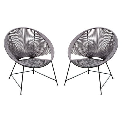 Pablo 2-Pack Accent Chairs in Black/Grey Rope w/ Black Metal Frame by Diamond Sofa