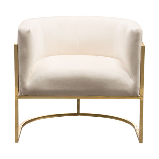 Pandora Accent Chair in Cream Velvet with Polished Gold Stainless Steel Frame by Diamond Sofa