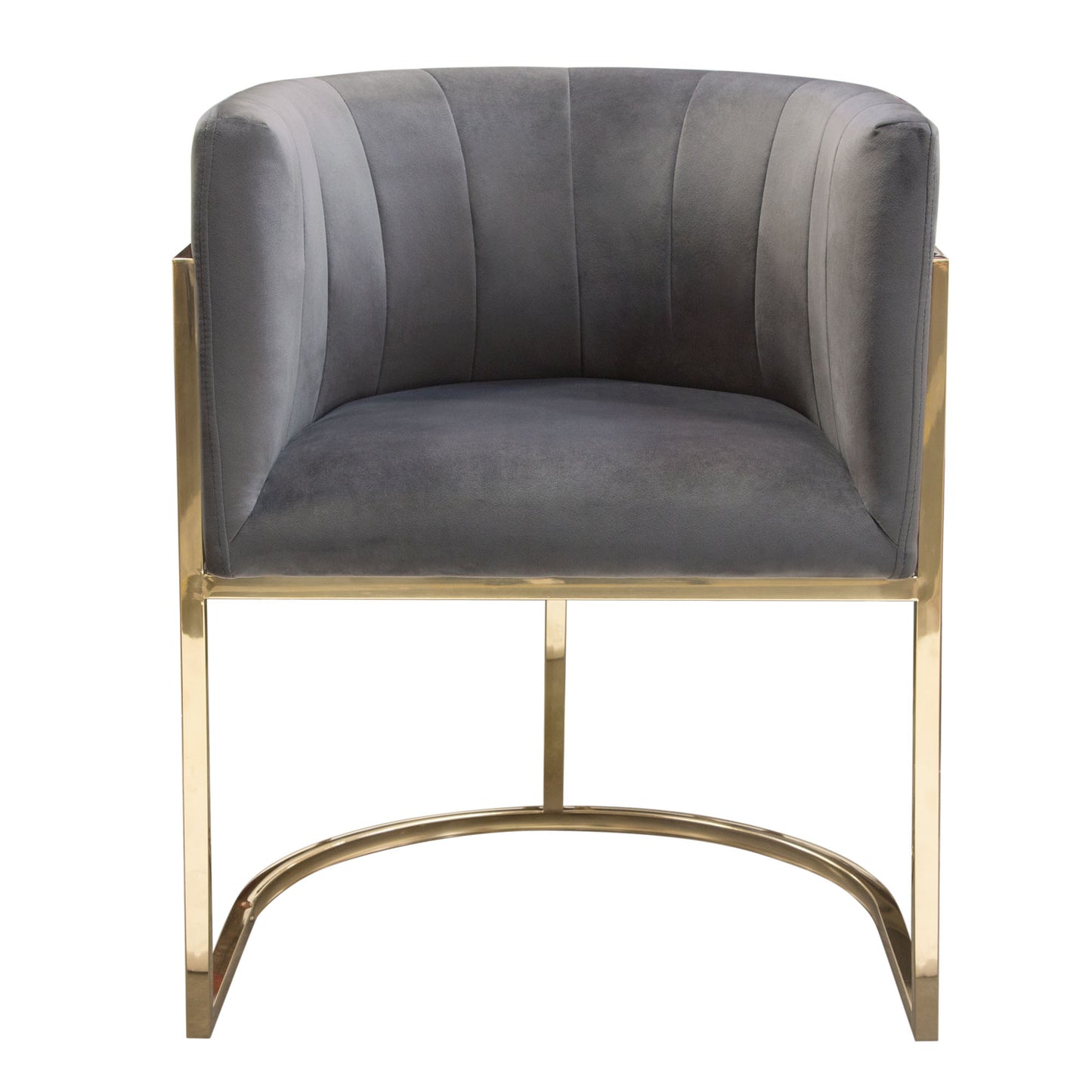 Pandora Dining Chair in Grey Velvet with Polished Gold Frame by Diamond Sofa