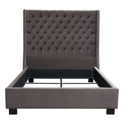 Park Avenue Queen Tufted Bed with Vintage Wing in Smoke Grey Velvet by Diamond Sofa