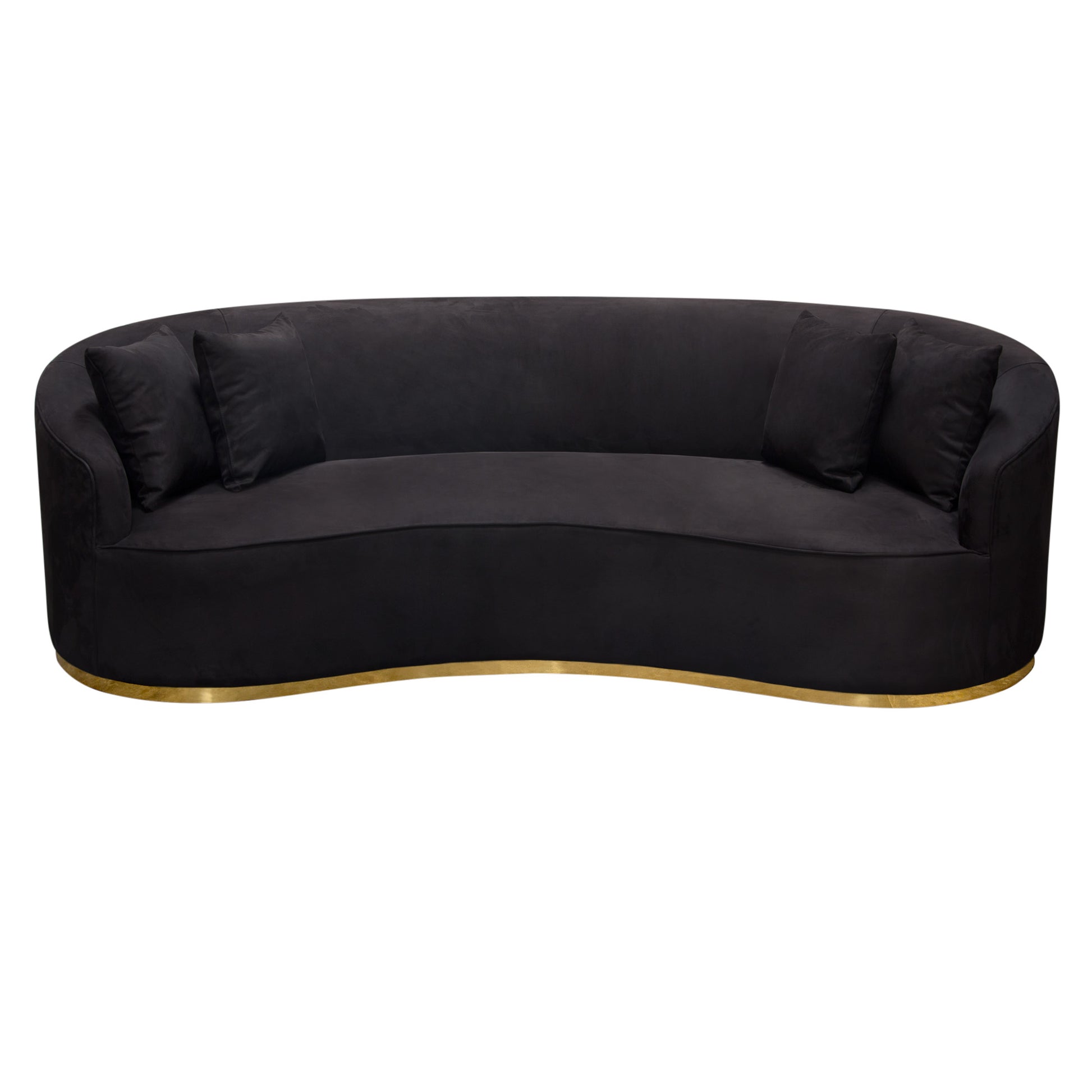 Raven Sofa in Black Suede Velvet w/ Brushed Gold Accent Trim by Diamond Sofa