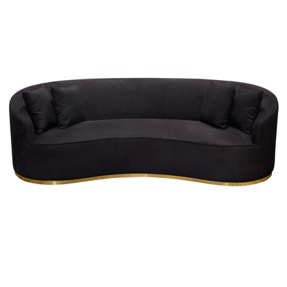 Raven Sofa in Black Suede Velvet w/ Brushed Gold Accent Trim by Diamond Sofa