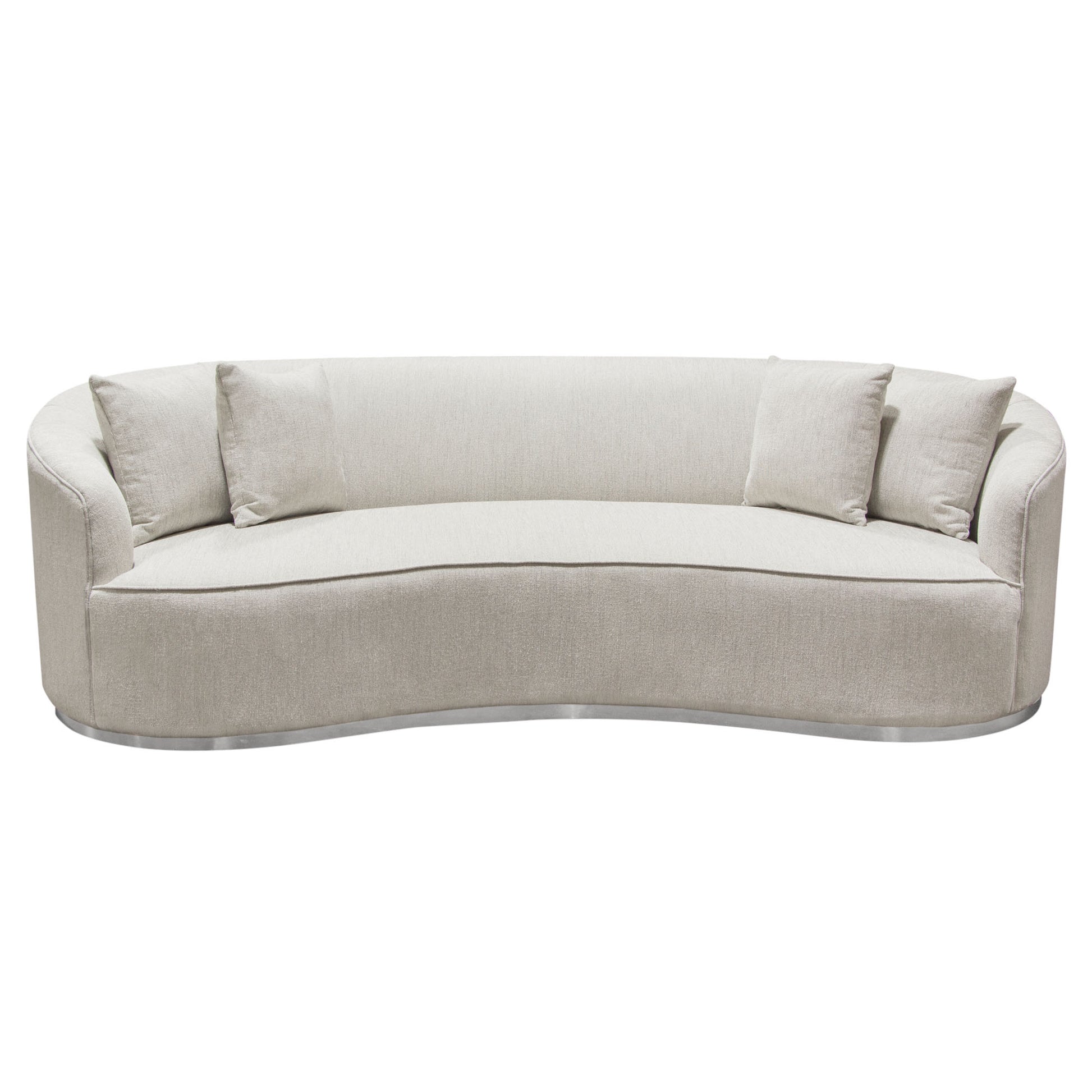 Raven Sofa in Light Cream Fabric w/ Brushed Silver Accent Trim by Diamond Sofa