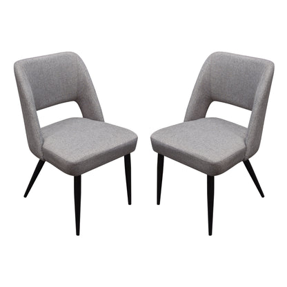 Set of (2) Reveal Dining Chairs in Grey Fabric w/ Black Powder Coat Metal Leg by Diamond Sofa