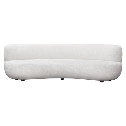 Simone Curved Sofa in White Faux Sheepskin Fabric by Diamond Sofa